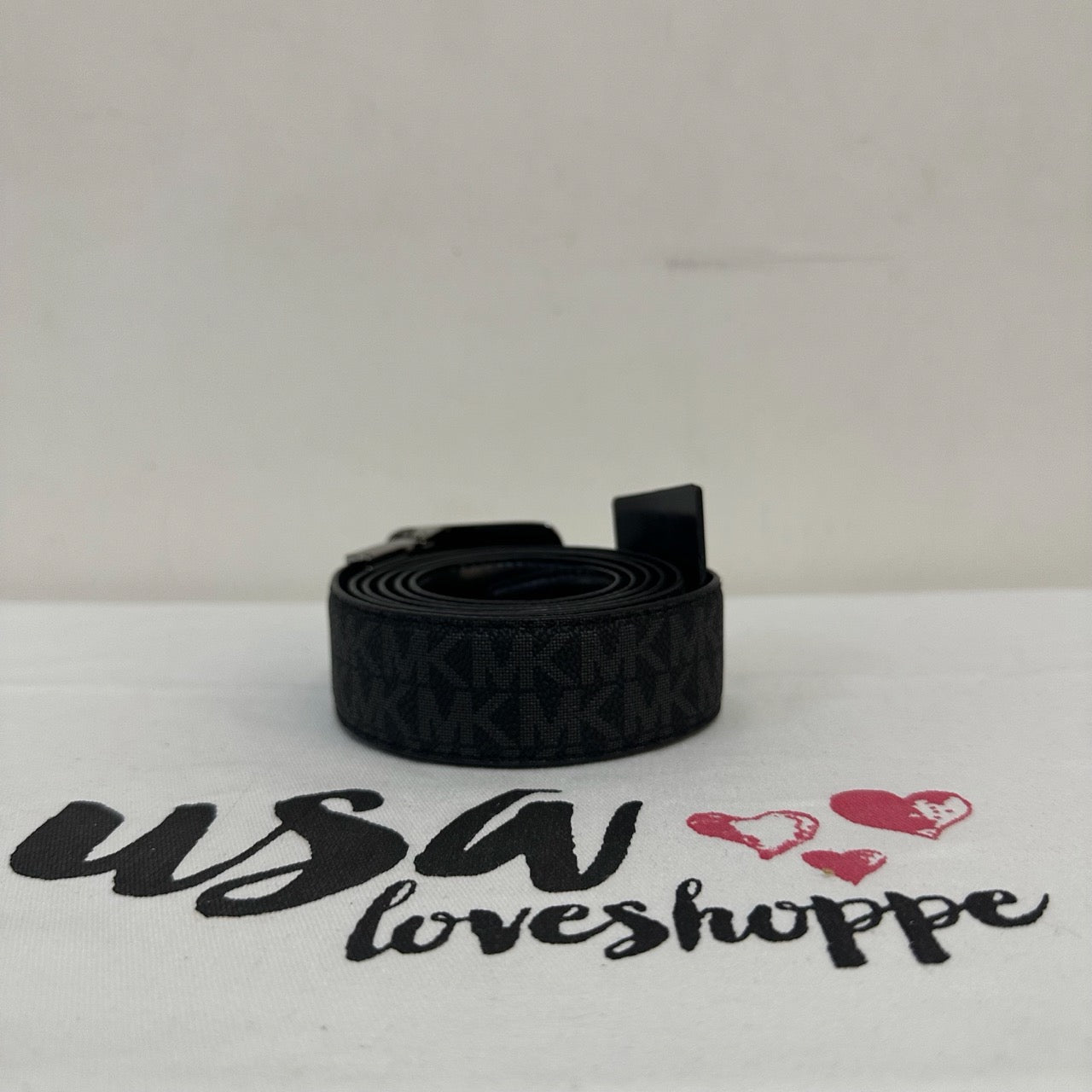 [AUCTION][READY STOCK MY] Michael Kors Men's Reversible Signature Plaque Buckle Belt in Black Multi