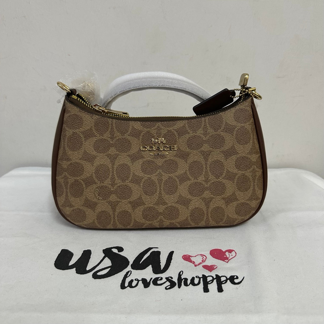 [AUCTION][READY STOCK MY] COACH Teri Shoulder Bag In Signature Canvas In Tan/Brown (CV933)