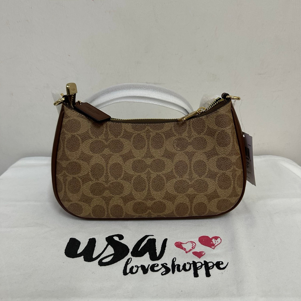 [AUCTION][READY STOCK MY] COACH Teri Shoulder Bag In Signature Canvas In Tan/Brown (CV933)