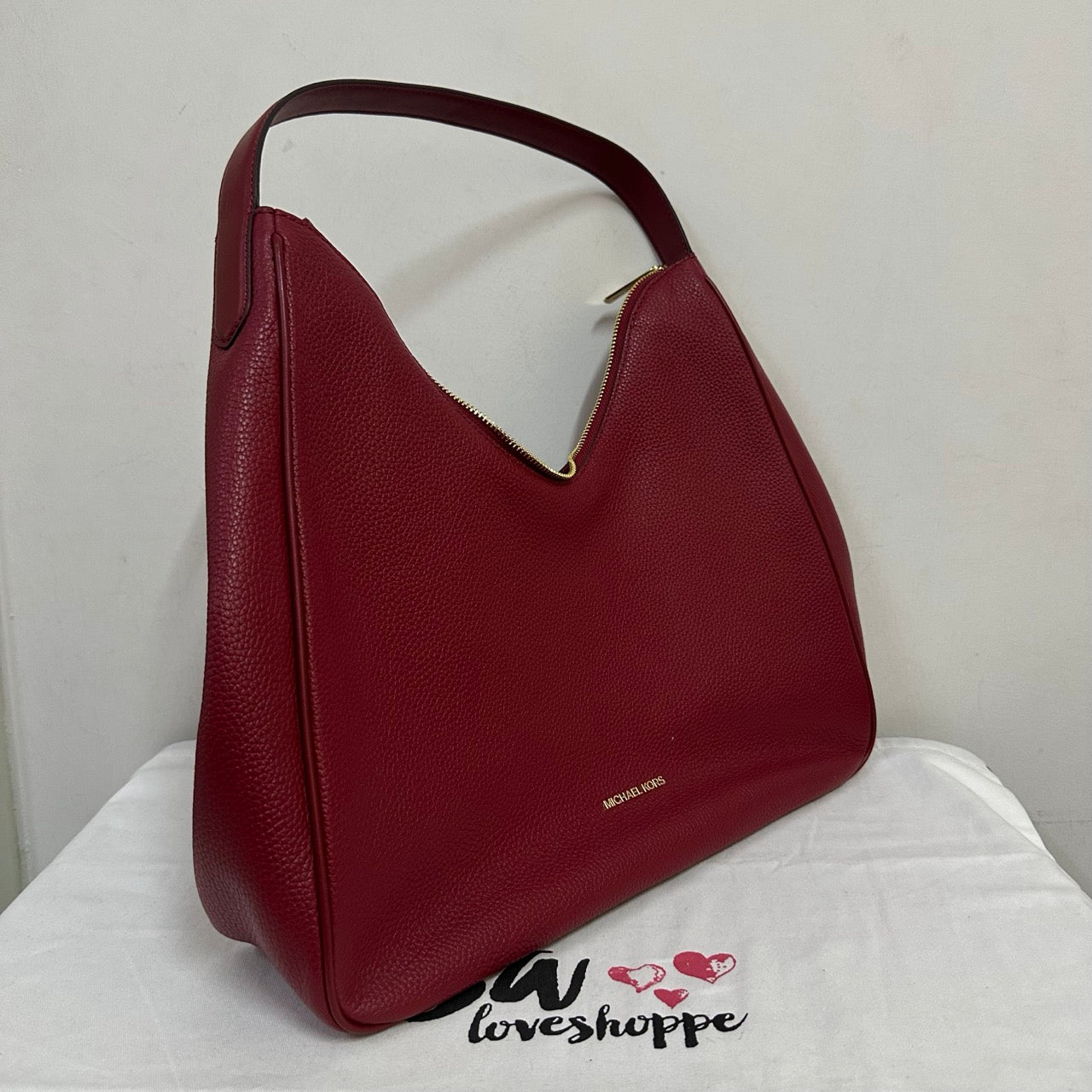 [AUCTION][READY STOCK MY] Michael Kors Nayla Medium Hobo Shoulder in Cherry (35F5G5ZL6L)