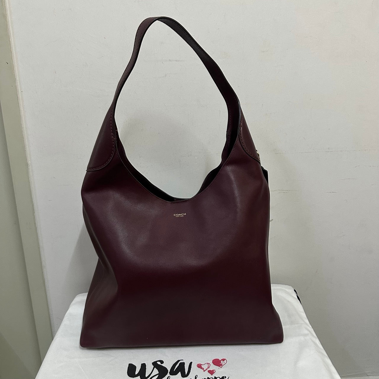 [AUCTION][READY STOCK MY] COACH Brooklyn Shoulder Bag 39 in Brass/Merlot (CU044)