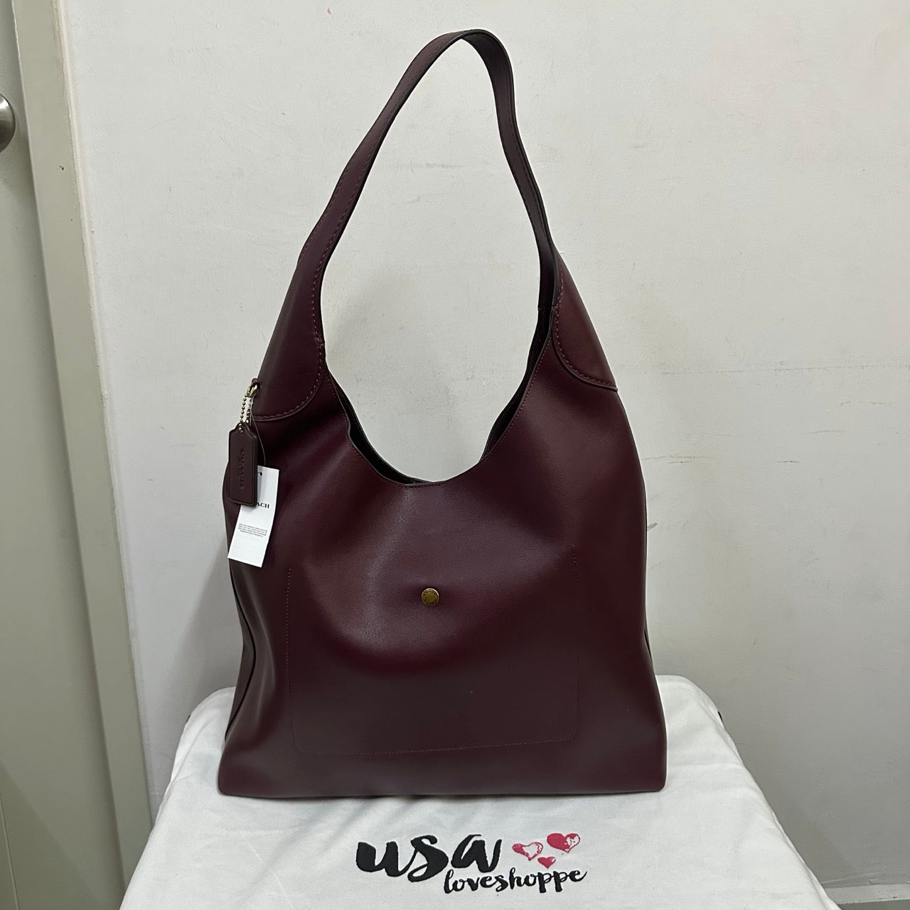 [AUCTION][READY STOCK MY] COACH Brooklyn Shoulder Bag 39 in Brass/Merlot (CU044)
