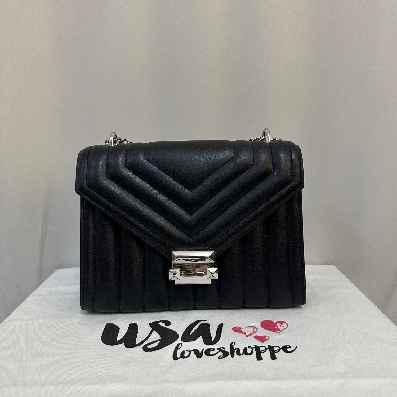 [AUCTION][READY STOCK MY] Michael Kors Whitney Medium Flap Chain Shoulder Bag In Black (35R4SWHL6U)