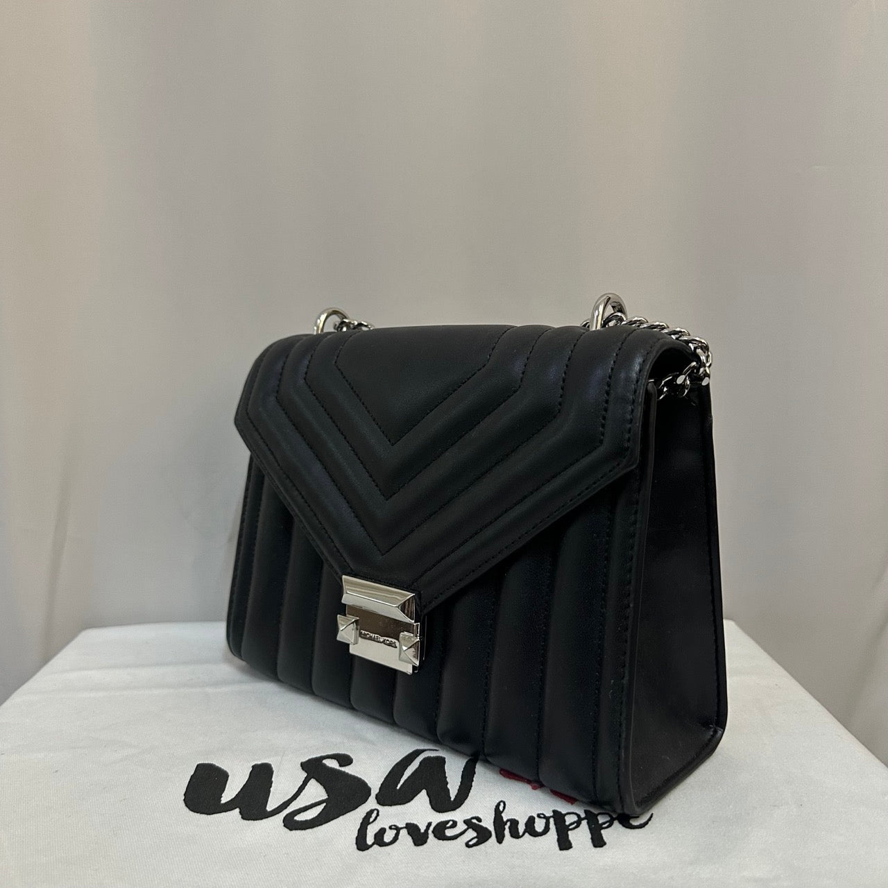 [AUCTION][READY STOCK MY] Michael Kors Whitney Medium Flap Chain Shoulder Bag In Black (35R4SWHL6U)