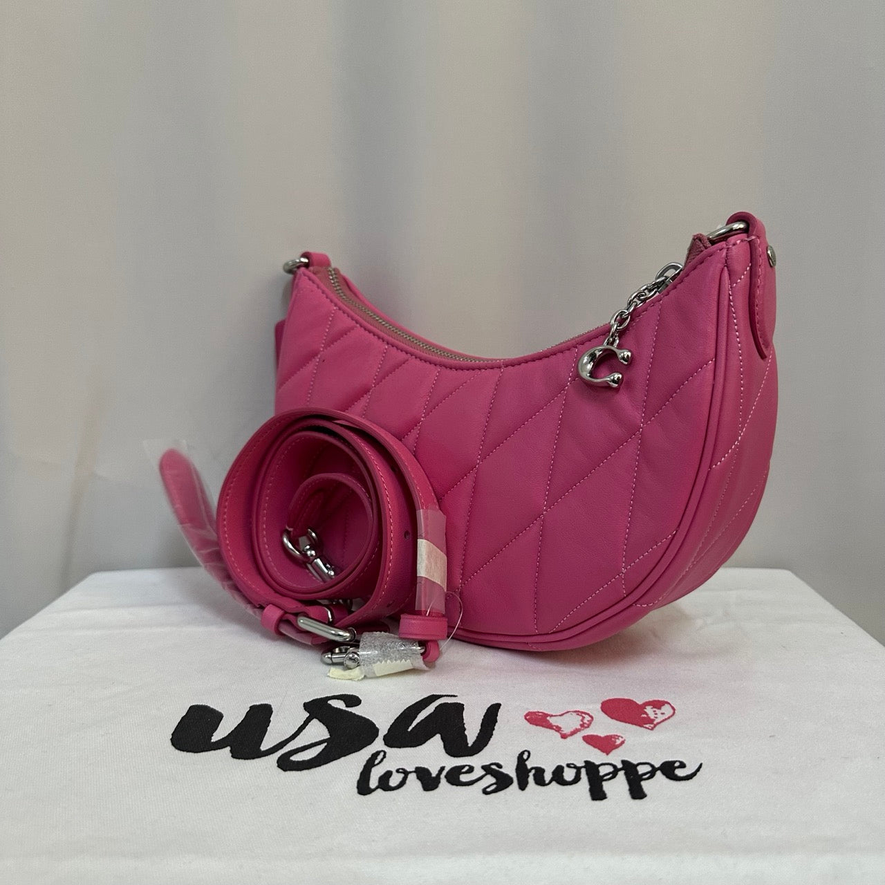 [AUCTION[READY STOCK MY] COACH Mira Shoulder Bag With Pillow Quilting And Heart Strap In Petunia (CP223)