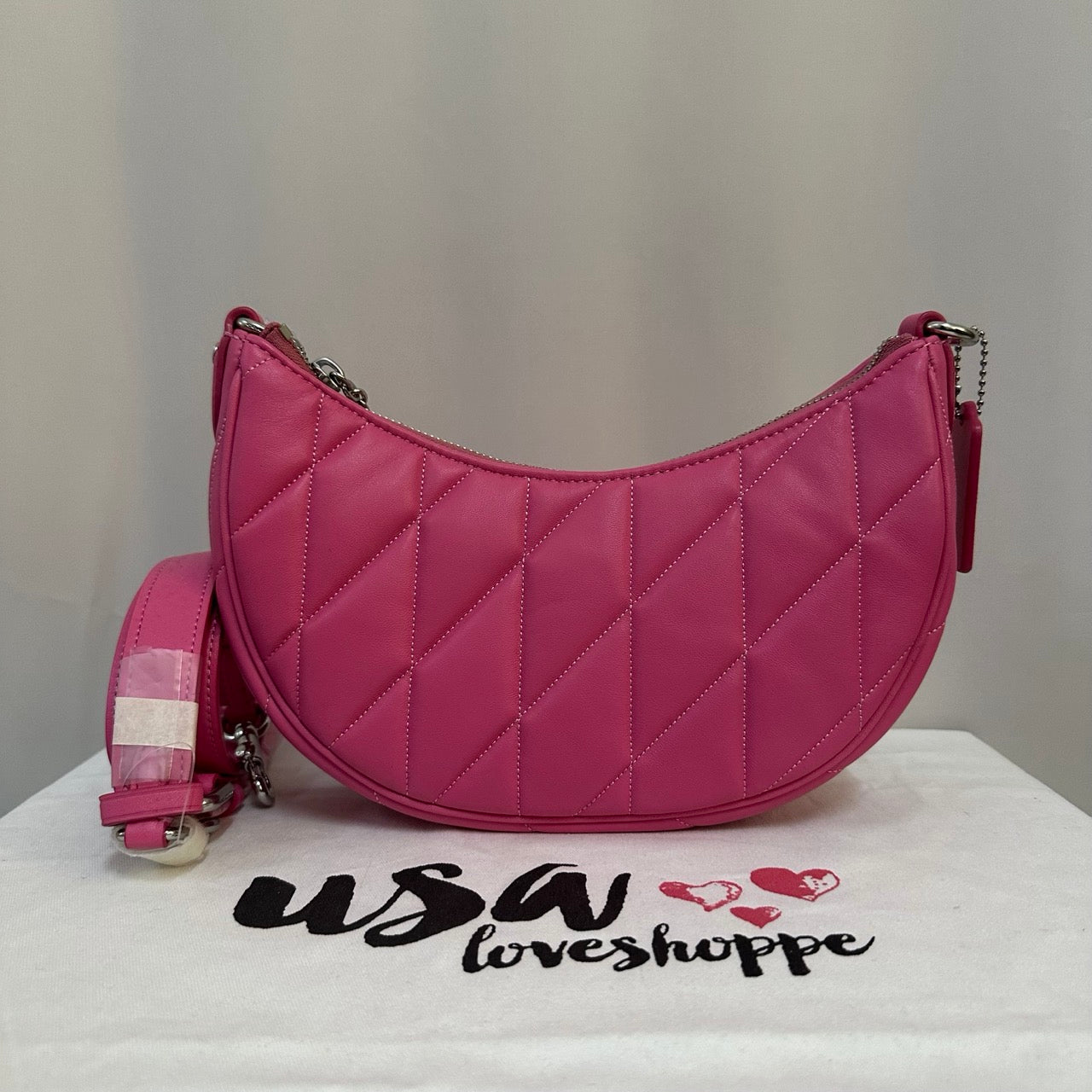 [AUCTION[READY STOCK MY] COACH Mira Shoulder Bag With Pillow Quilting And Heart Strap In Petunia (CP223)
