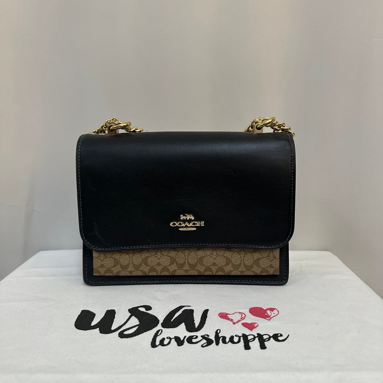 [AUCTION][READY STOCK MY] COACH Klare Crossbody In Signature Canvas in Khaki/Black (CJ943)