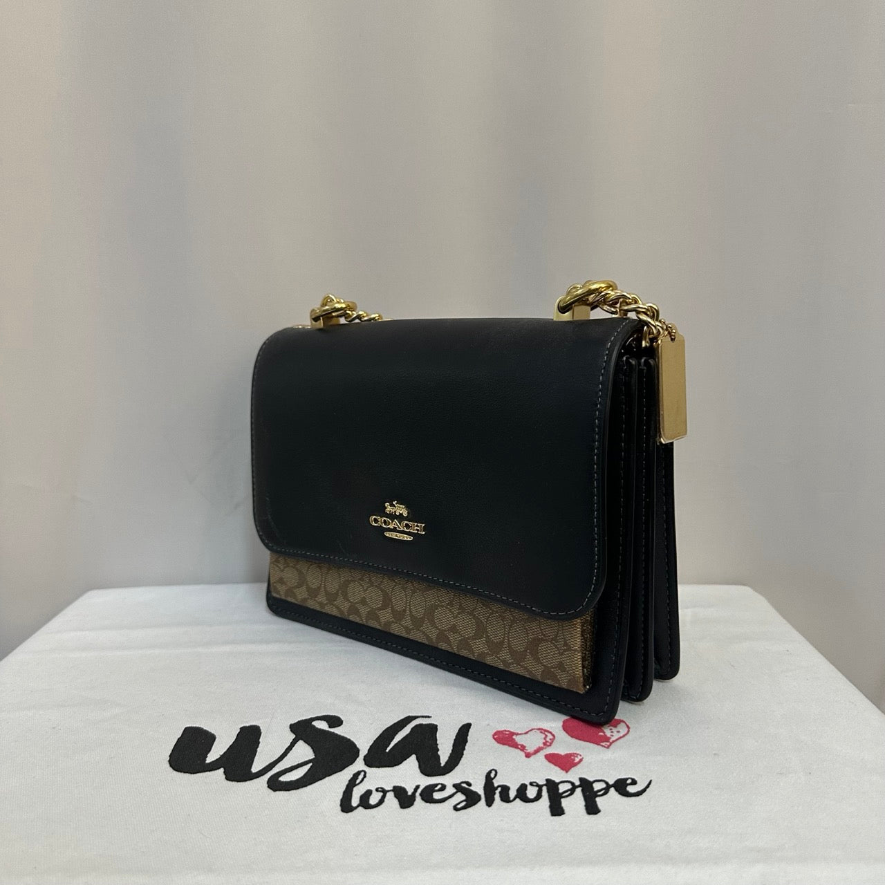 [AUCTION][READY STOCK MY] COACH Klare Crossbody In Signature Canvas in Khaki/Black (CJ943)