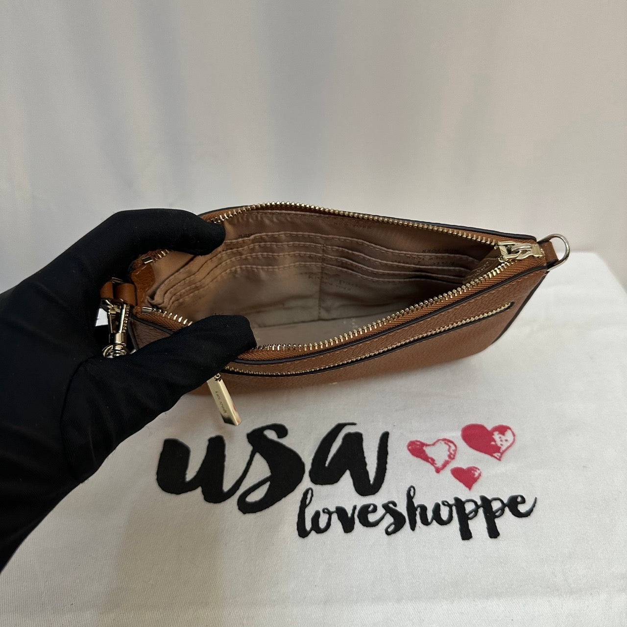 [AUCTION][READY STOCK MY] Kate Spade Leila Pebbled Leather Convertible Wristlet in Warm Ginger (K6088)