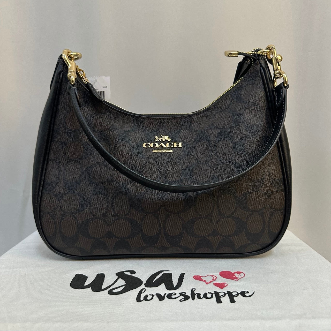 [AUCTION][READY STOCK MY] COACH Teri Hobo Bag In Signature Canvas in Brown/Black (CK161)