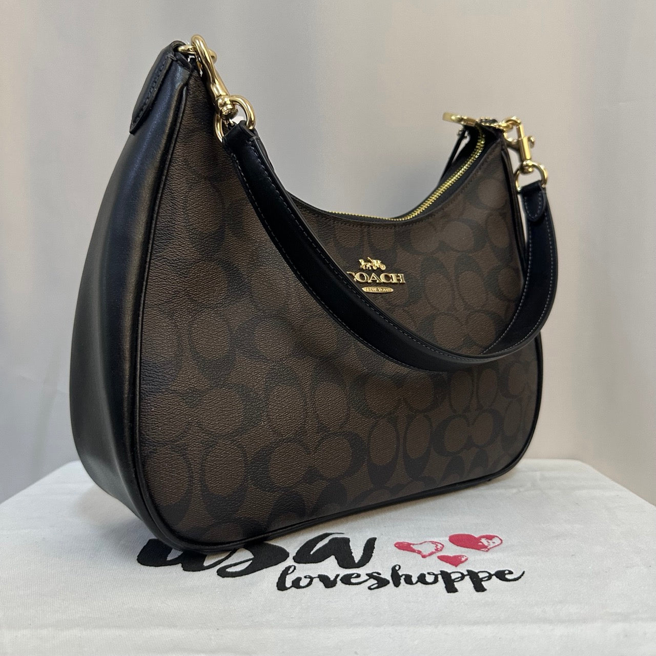 [AUCTION][READY STOCK MY] COACH Teri Hobo Bag In Signature Canvas in Brown/Black (CK161)
