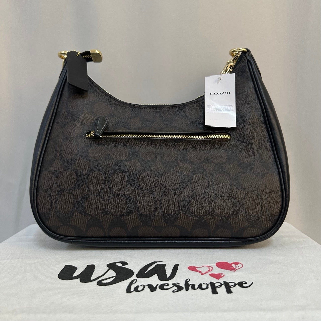 [AUCTION][READY STOCK MY] COACH Teri Hobo Bag In Signature Canvas in Brown/Black (CK161)