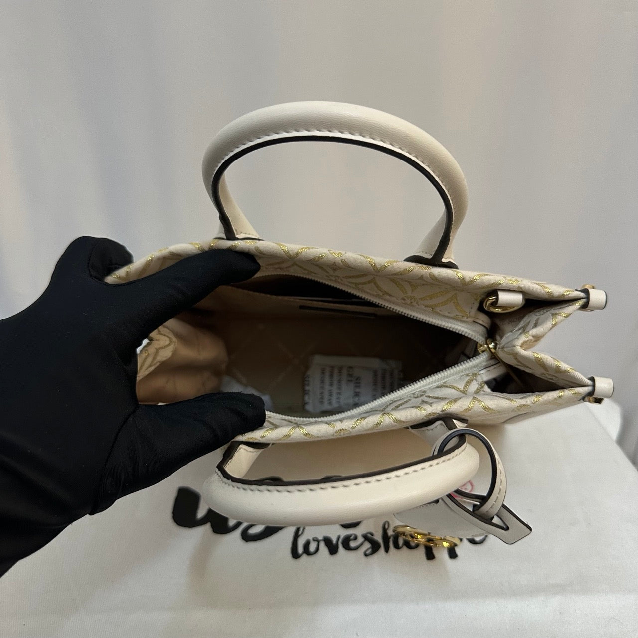 [AUCTION][READY STOCK MY] Michael Kors Mirella Small Metallic Logo Jacquard Crossbody Bag in Light Cream Multi (35F4G7ZC5J)