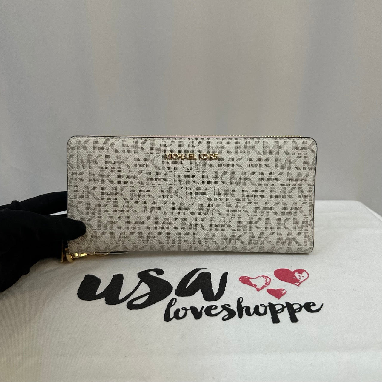 [AUCTION][READY STOCK MY] Michael Kors Jet Set Travel Large Three Quarter Zip in Signature Powder Blush