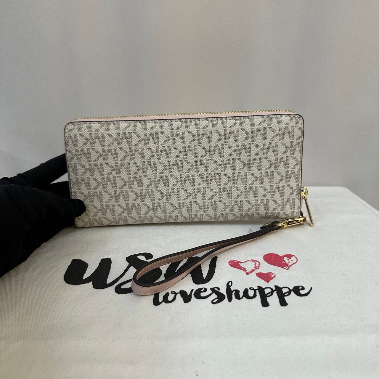 [AUCTION][READY STOCK MY] Michael Kors Jet Set Travel Large Three Quarter Zip in Signature Powder Blush
