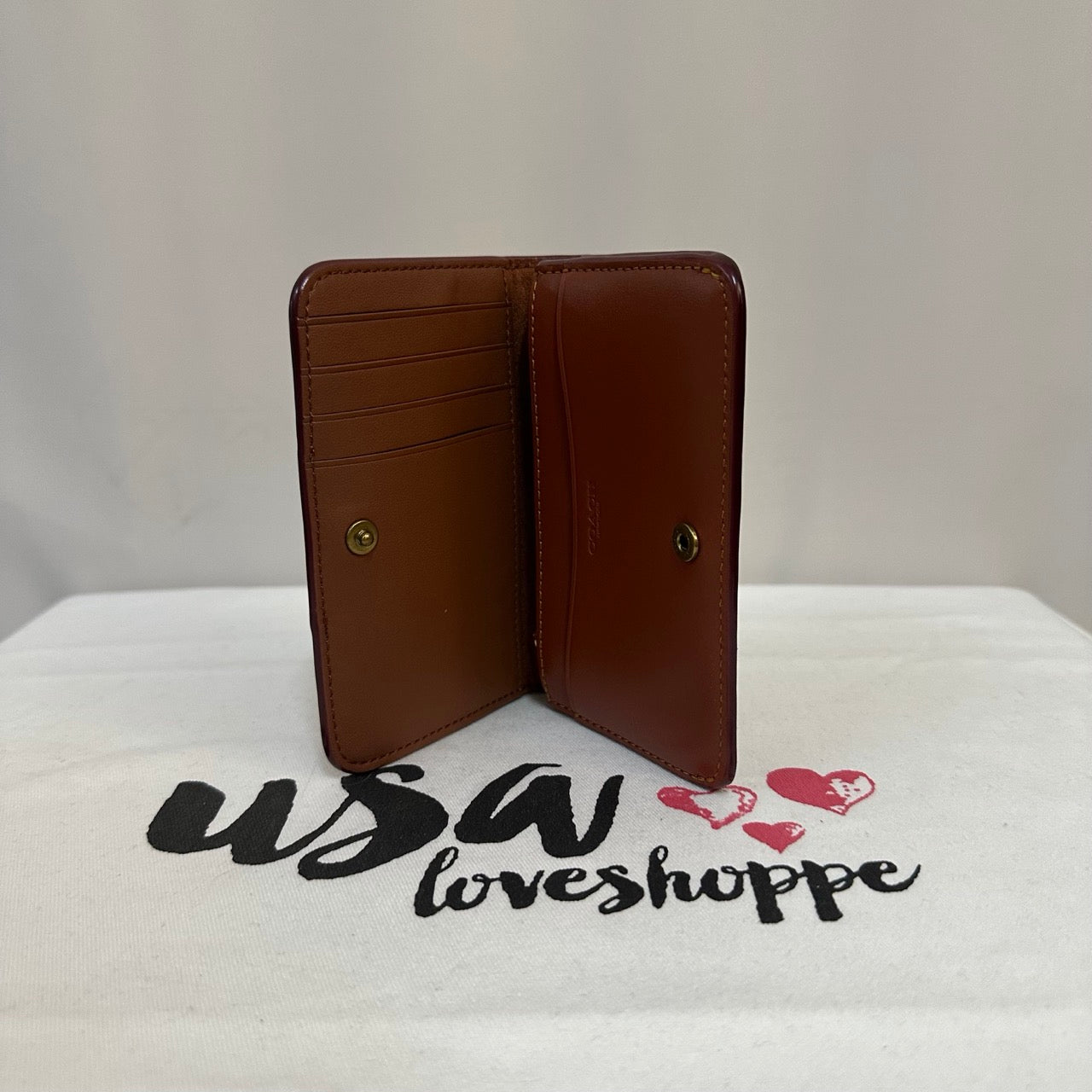 [AUCTION][READY STOCK MY] COACH Essential Slim Card Case In Signature Canvas In Rust (CR542)