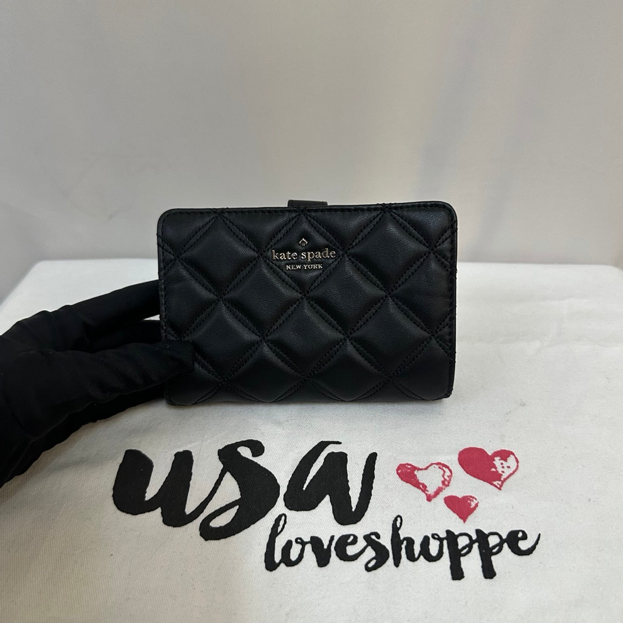 [AUCTION][READY STOCK MY] Kate Spade Natalia Medium Compact Bifold Wallet in Black (WLRU6344)