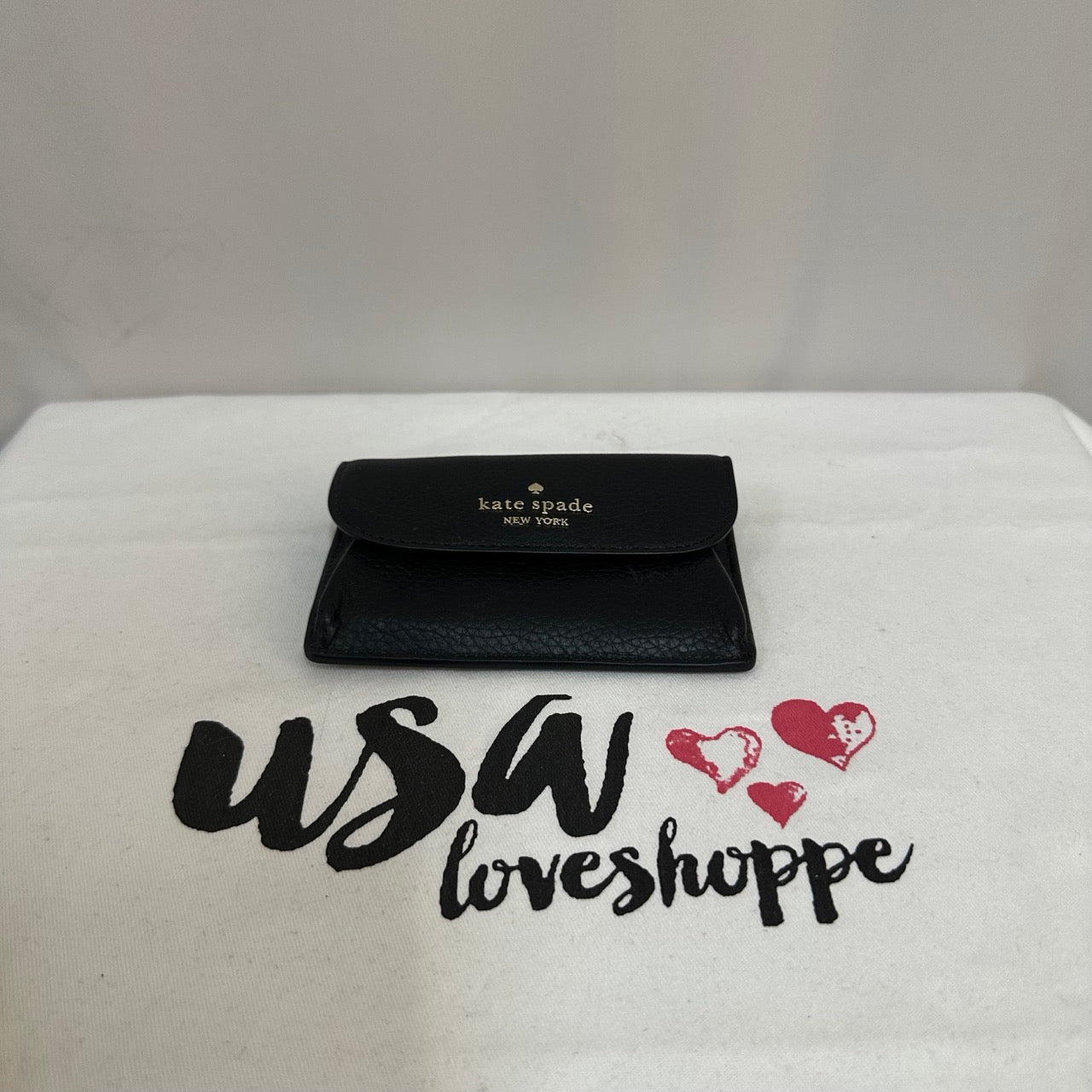 [AUCTION][READY STOCK MY] Kate Spade Dumpling Small Flap Card Holder in Black (KA574)
