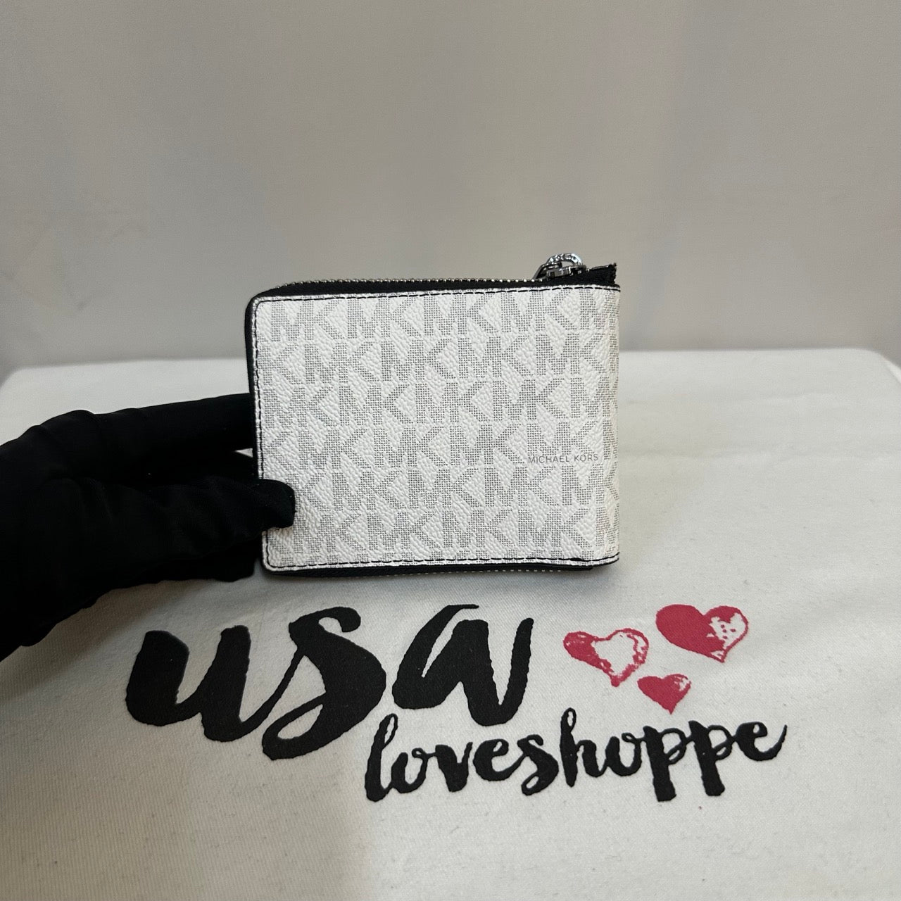[AUCTION][READY STOCK MY] Michael Kors Cooper Billfold with Zip Coin Pocket in Signature Bright White (36U2LCOF3B)