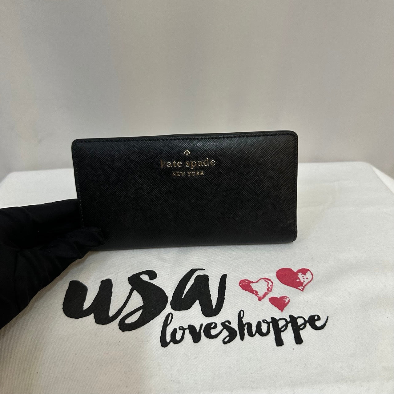 [AUCTION][READY STOCK MY] Kate Spade Staci Large Slim Bifold Wallet in Black (WLR00145)