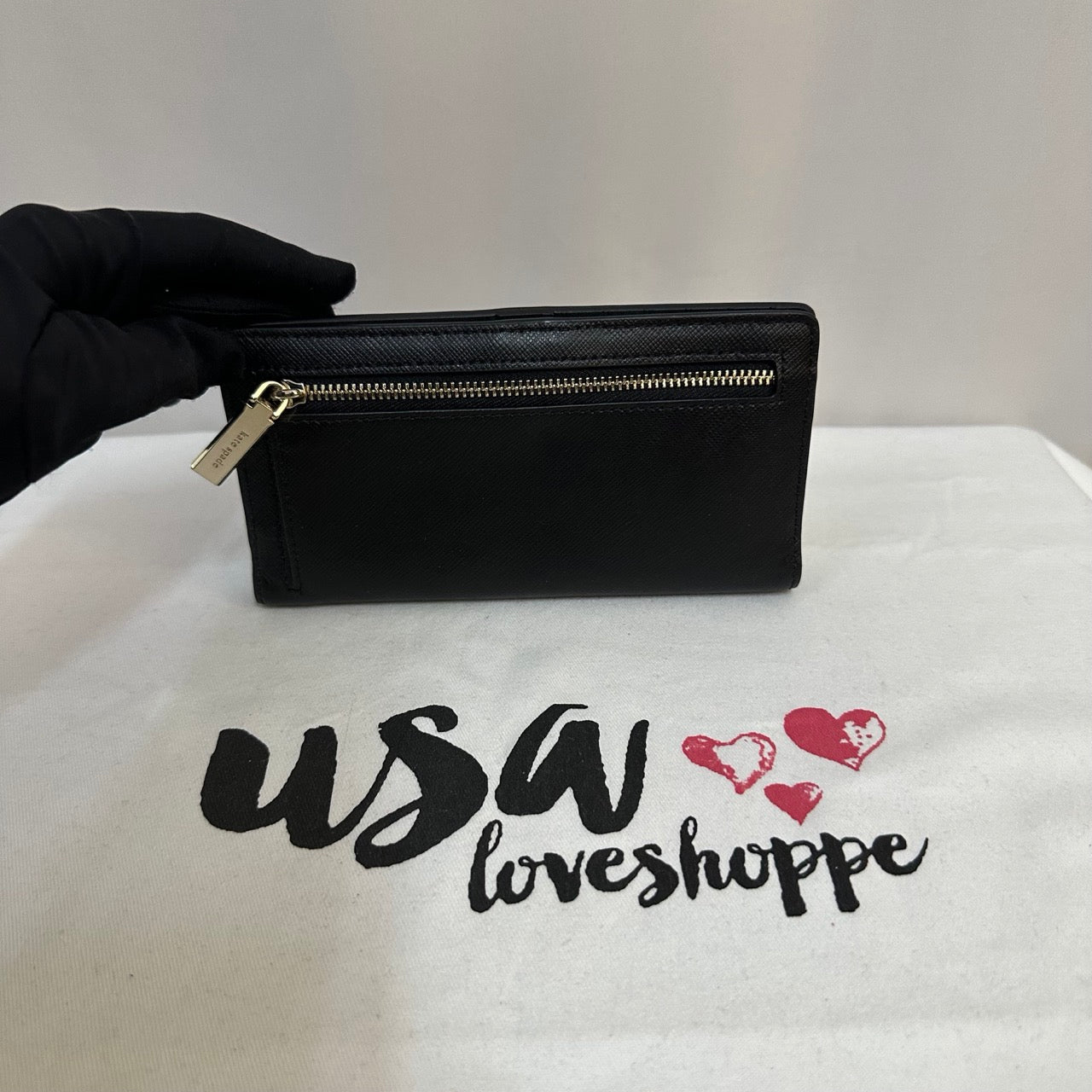 [AUCTION][READY STOCK MY] Kate Spade Staci Large Slim Bifold Wallet in Black (WLR00145)