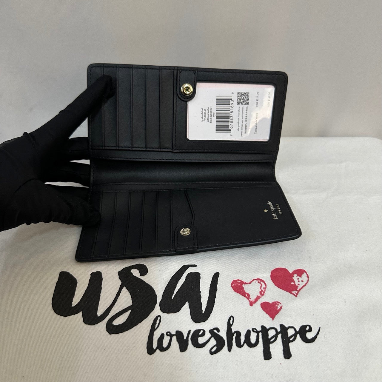 [AUCTION][READY STOCK MY] Kate Spade Staci Large Slim Bifold Wallet in Black (WLR00145)