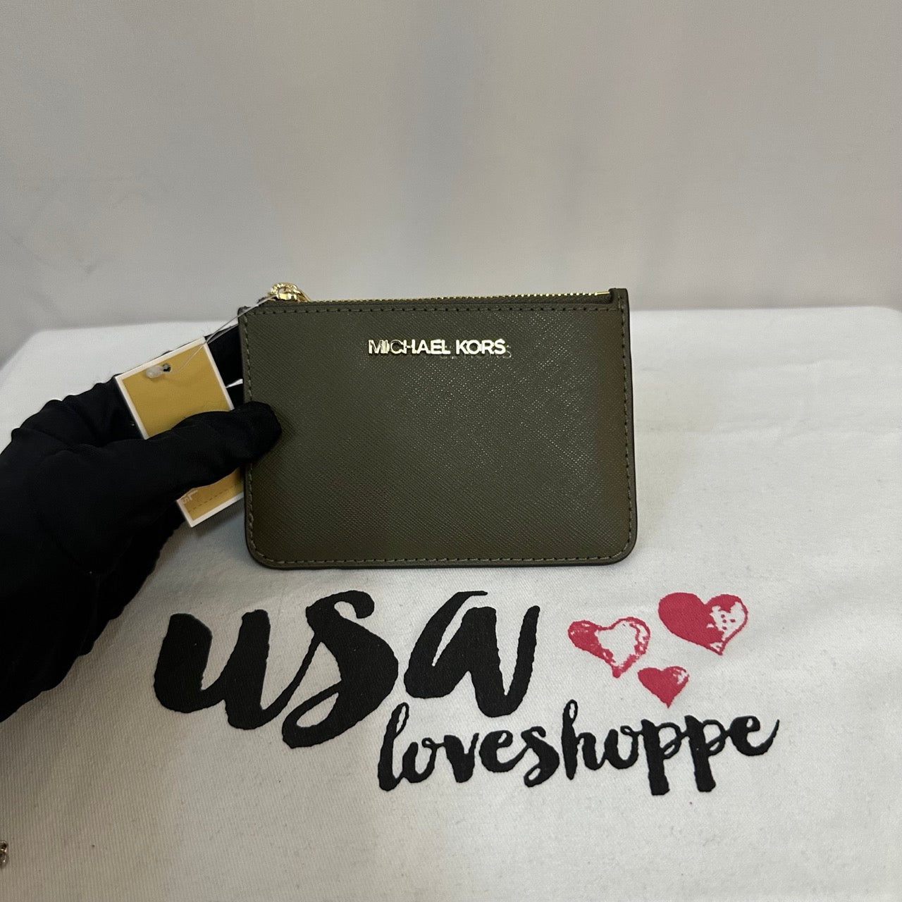 [AUCTION][READY STOCK MY] Michael Kors Jet Set Travel Small Top Zip Coinpouch with ID in Olive (35F7GTVU1L)