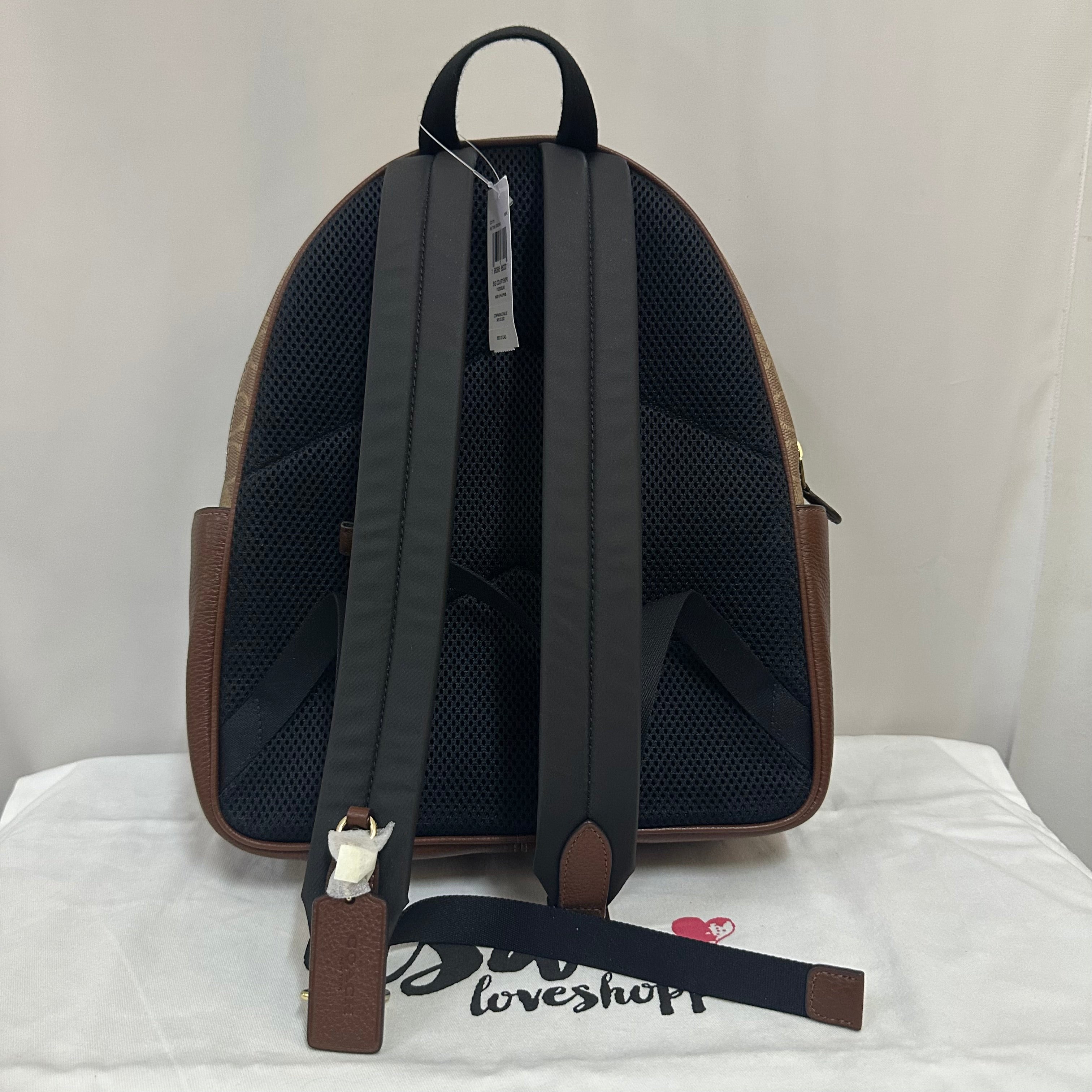 [AUCTION][DEFECT][READY STOCK MY] COACH Court Backpack In Signature Canvas in Tan/Brown (CZ176)