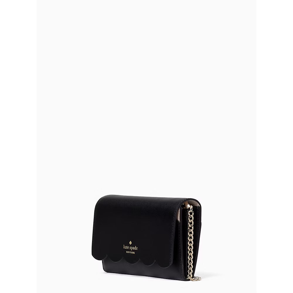 Kate Spade Gemma Smooth Leather Wallet on Chain in Black (WLR00552)