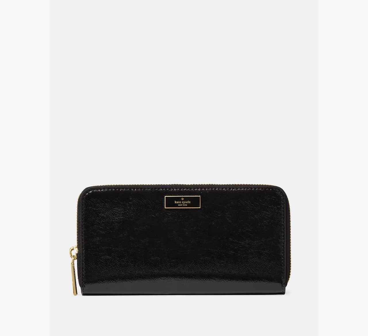 [READY STOCK MY] Kate Spade Bridget Crinkle Patent Large Continental Wallet in Black (KM549)