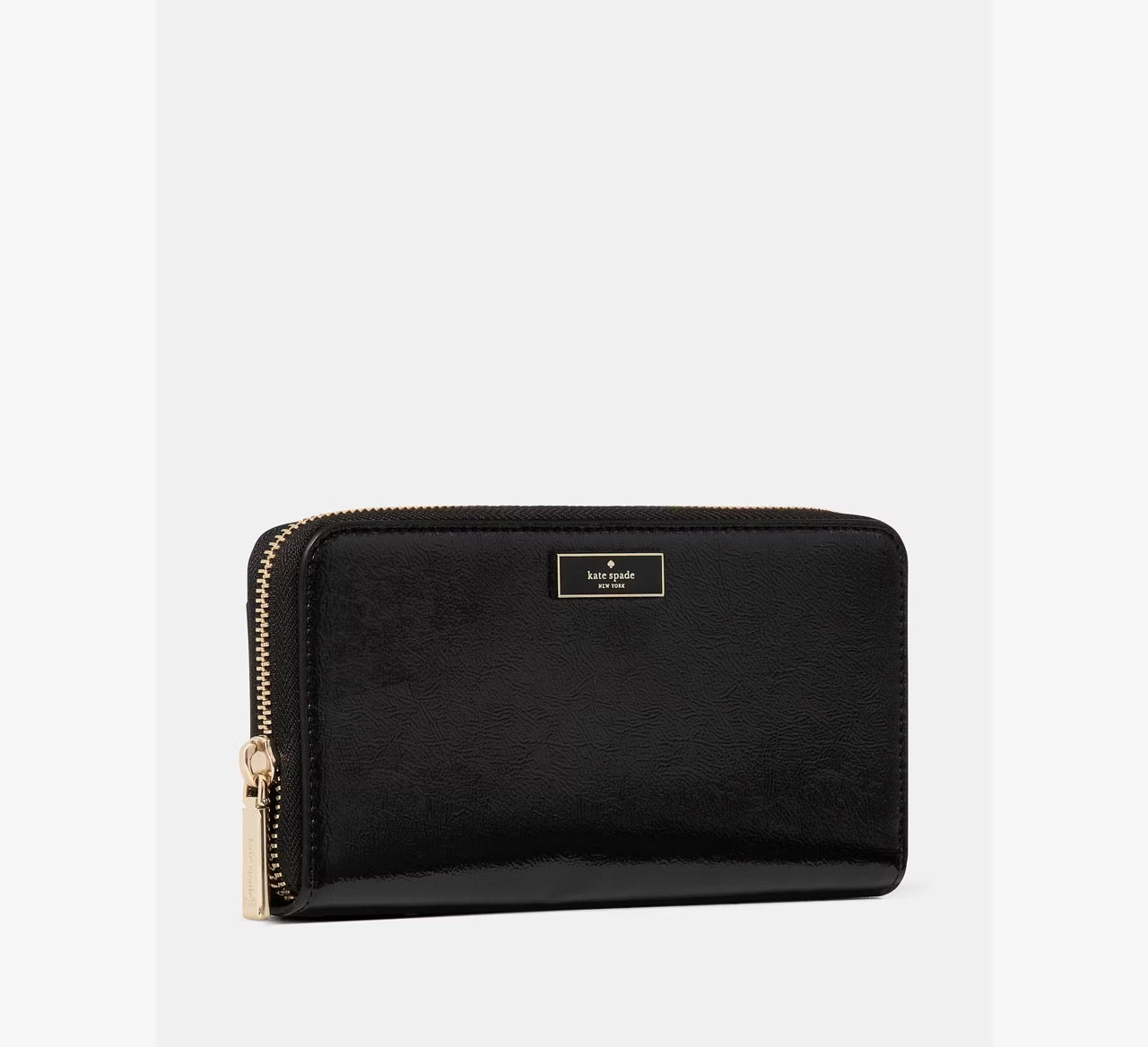 [READY STOCK MY] Kate Spade Bridget Crinkle Patent Large Continental Wallet in Black (KM549)