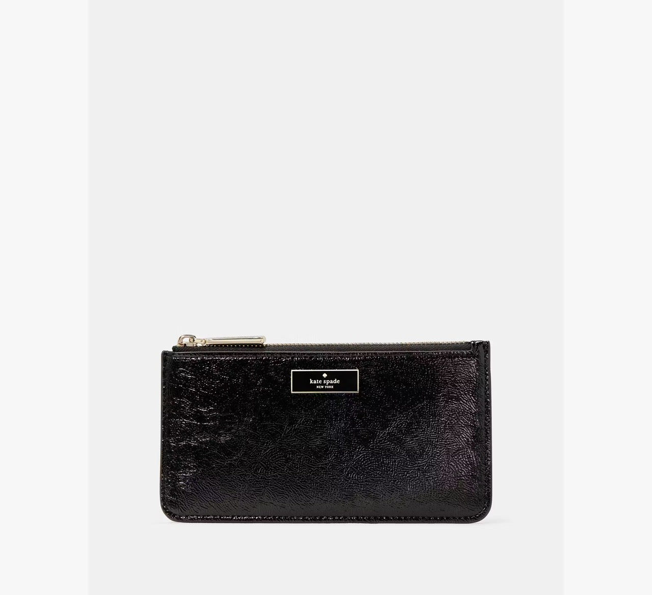 [READY STOCK MY] Kate Spade Bridget Crinkle Patent Large Slim Card Holder in Black (KM550)