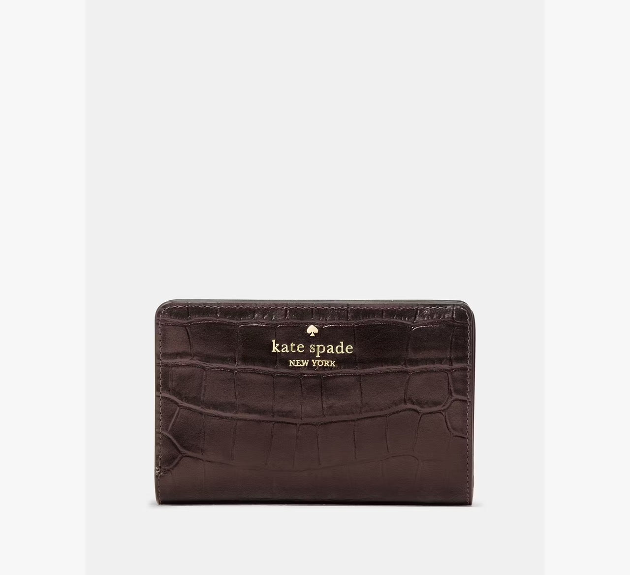 [READY STOCK MY] Kate Spade Madison Croc Embossed Medium Bifold Wallet in Hot Fudge (KN223)