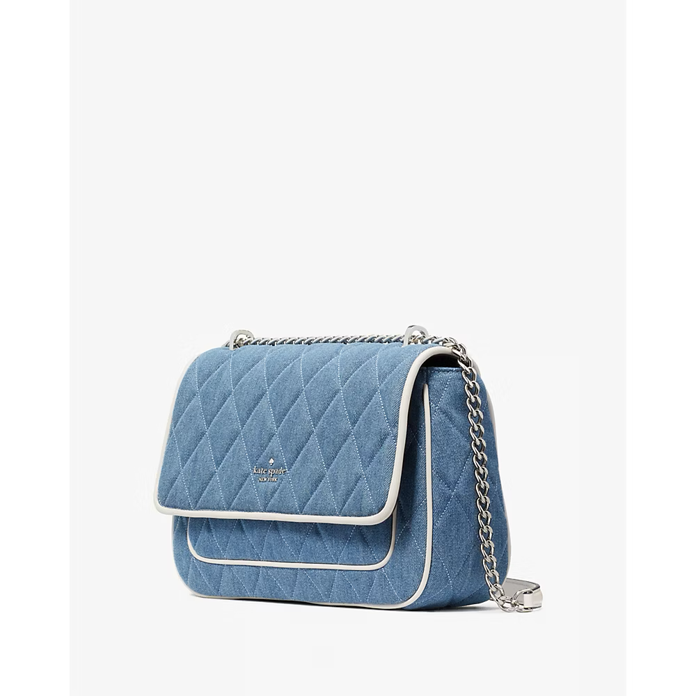 Kate Spade Carey Denim Medium Flap Shoulder Bag in Blue Multi (KG561)