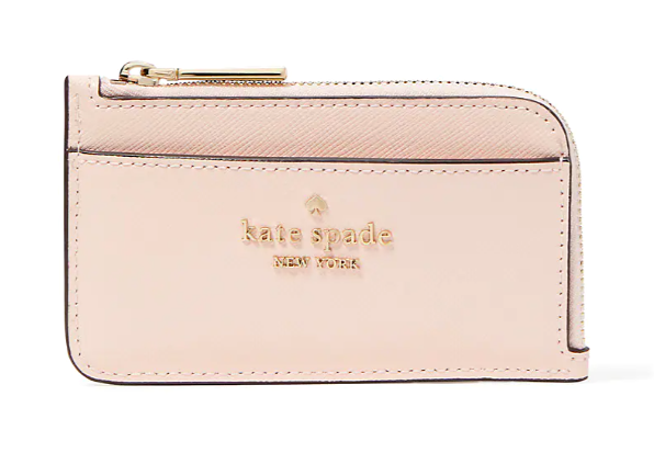 KS Madison Leather Top Zip Card Holder in Conch Pink (KC583)
