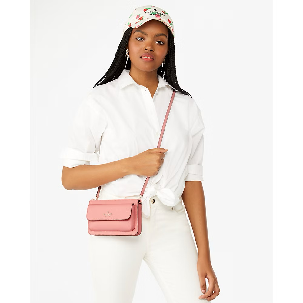 Kate Spade Leila Small Flap Crossbody in Peachy Rose (K8284)