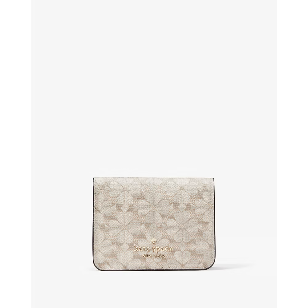 [READY STOCK MY] Kate Spade Signature Spade Flower Small Bifold Wallet in Dark Beige Multi (KG493)