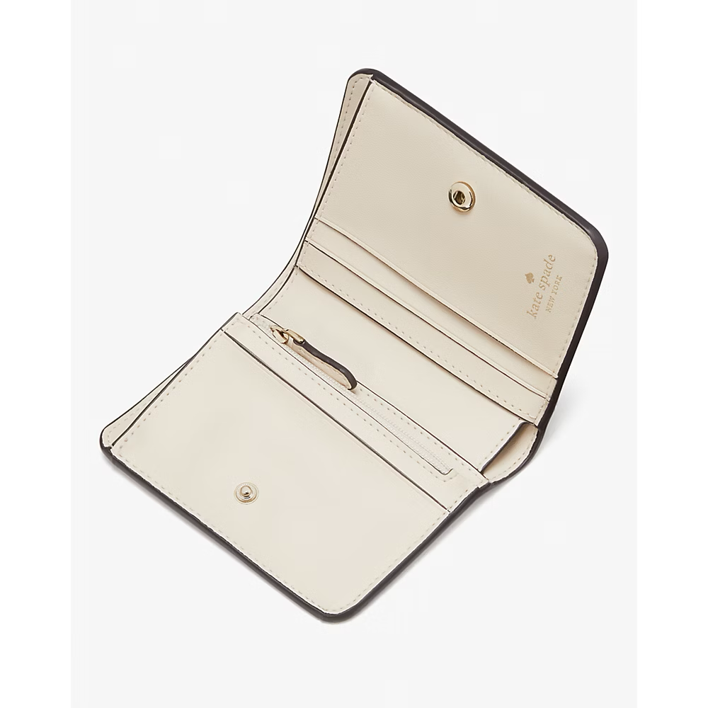 [READY STOCK MY] Kate Spade Signature Spade Flower Small Bifold Wallet in Dark Beige Multi (KG493)