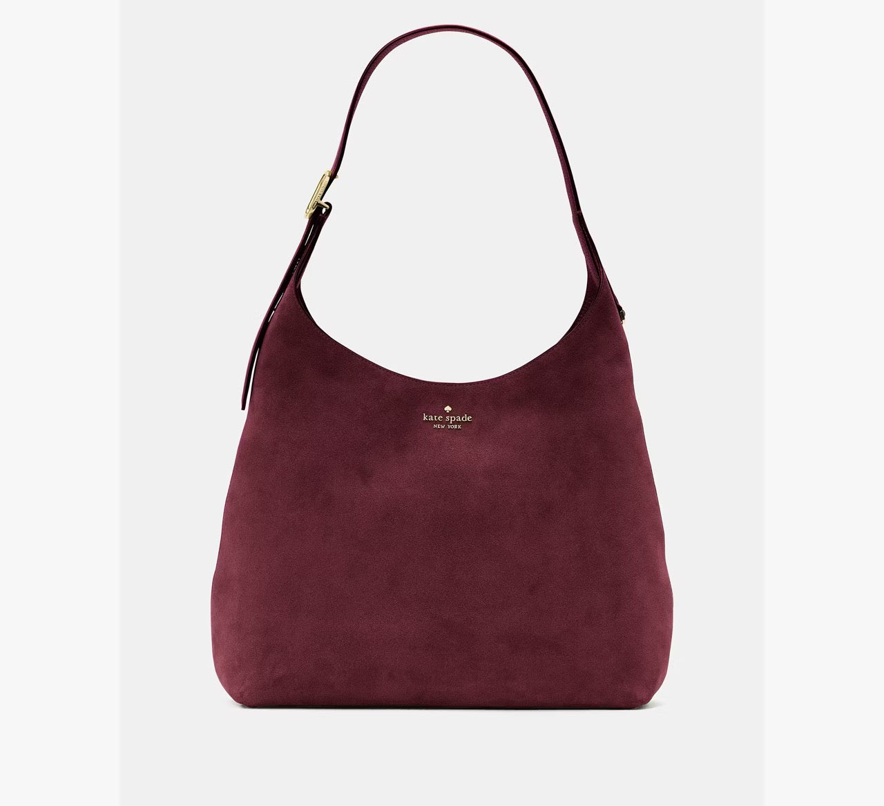 [READY STOCK MY] Kate Spade 454 Suede Large Shoulder Bag in Dark Merlot (KM151)