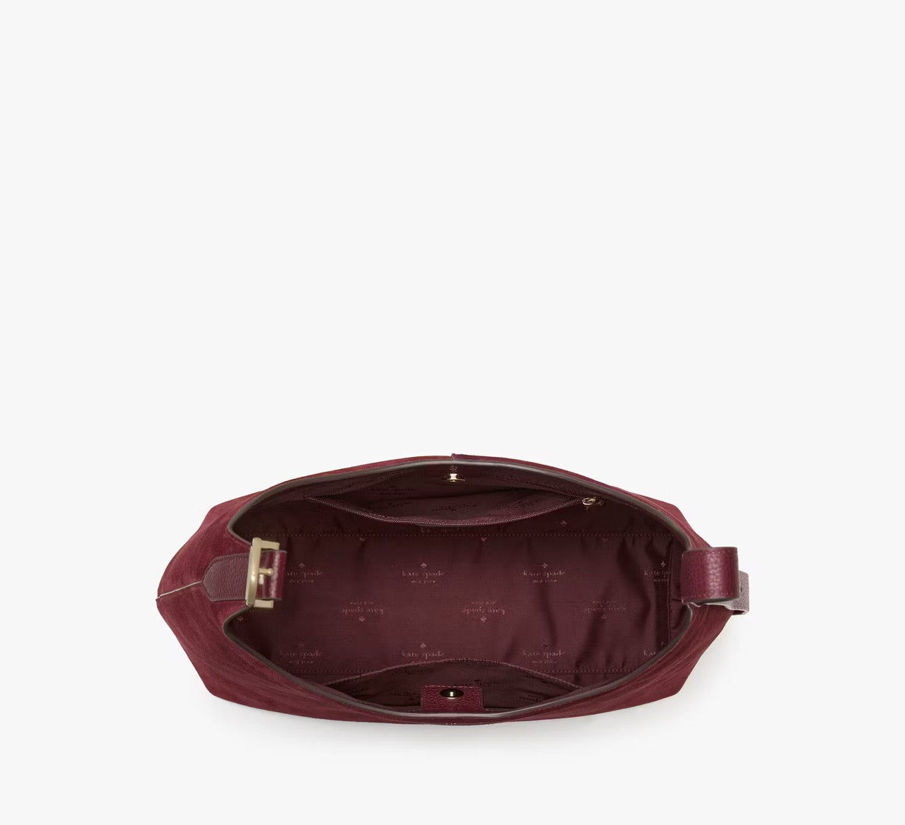 [READY STOCK MY] Kate Spade 454 Suede Large Shoulder Bag in Dark Merlot (KM151)
