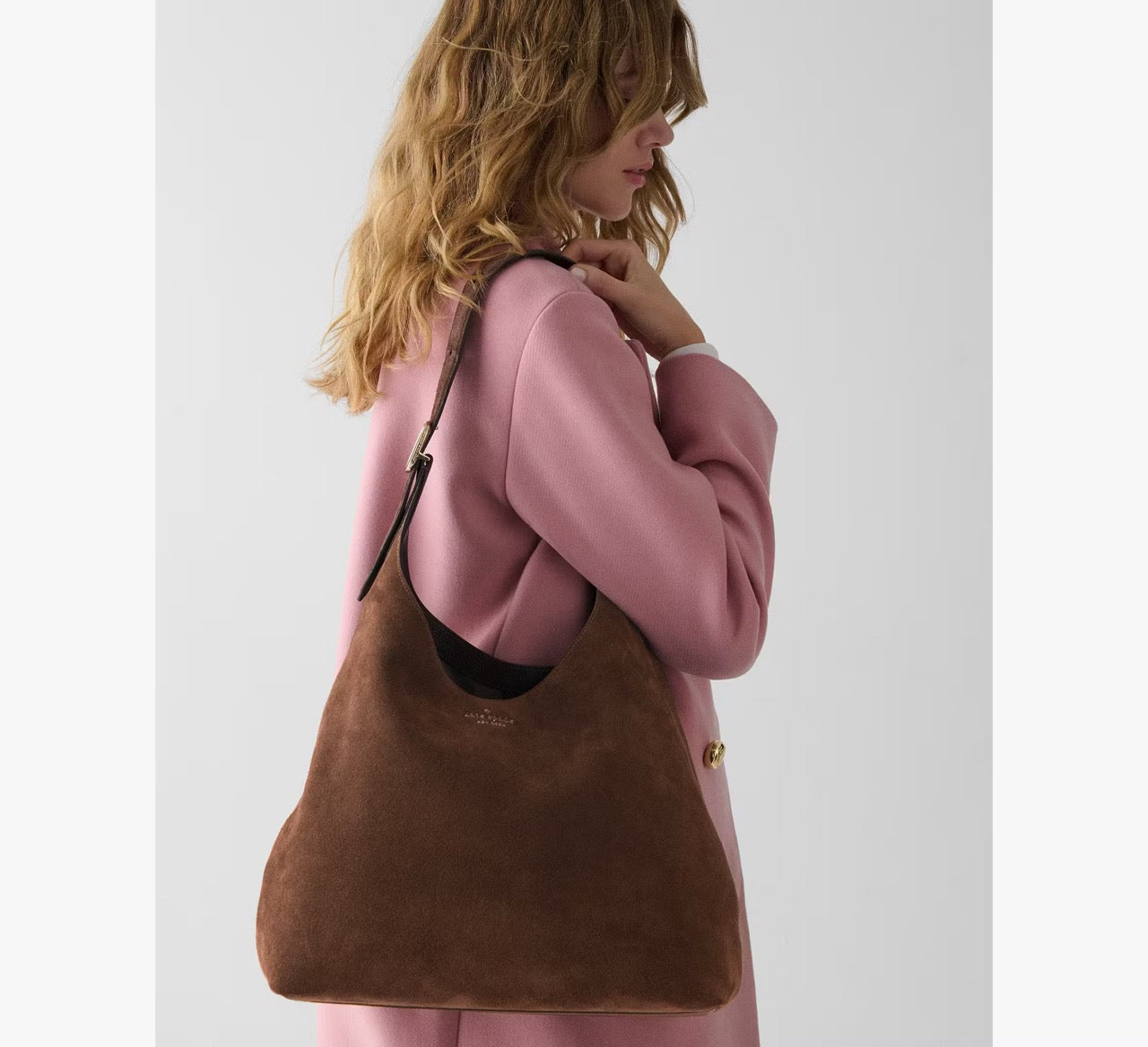 [READY STOCK MY] Kate Spade 454 Suede Large Shoulder Bag in Hot Fudge (KM151)