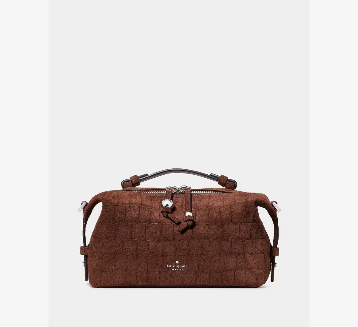 [READY STOCK MY] Kate Spade Billie Suede Croc Crossbody Bag in Chocolate Truffle (KP286)