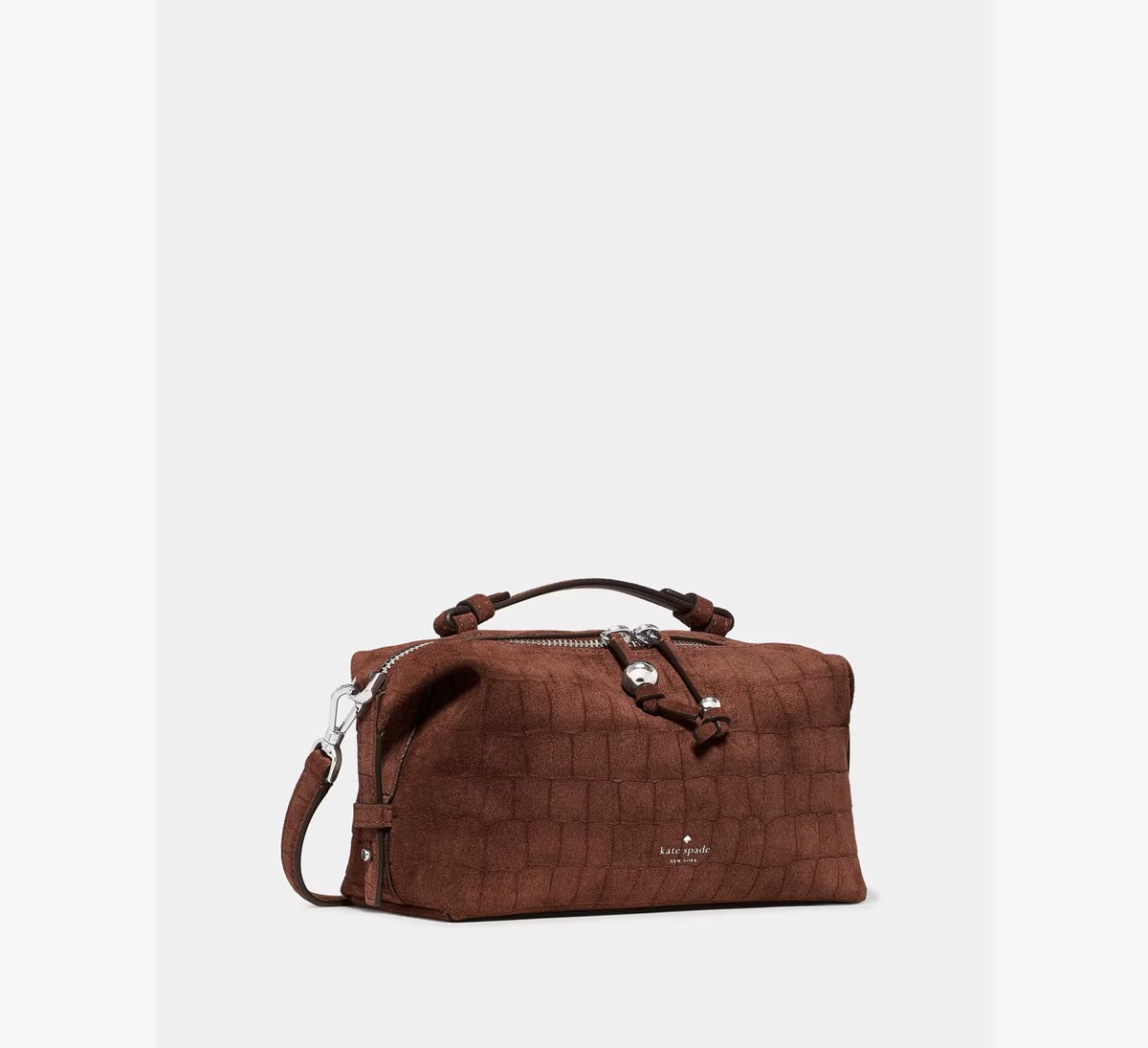 [READY STOCK MY] Kate Spade Billie Suede Croc Crossbody Bag in Chocolate Truffle (KP286)