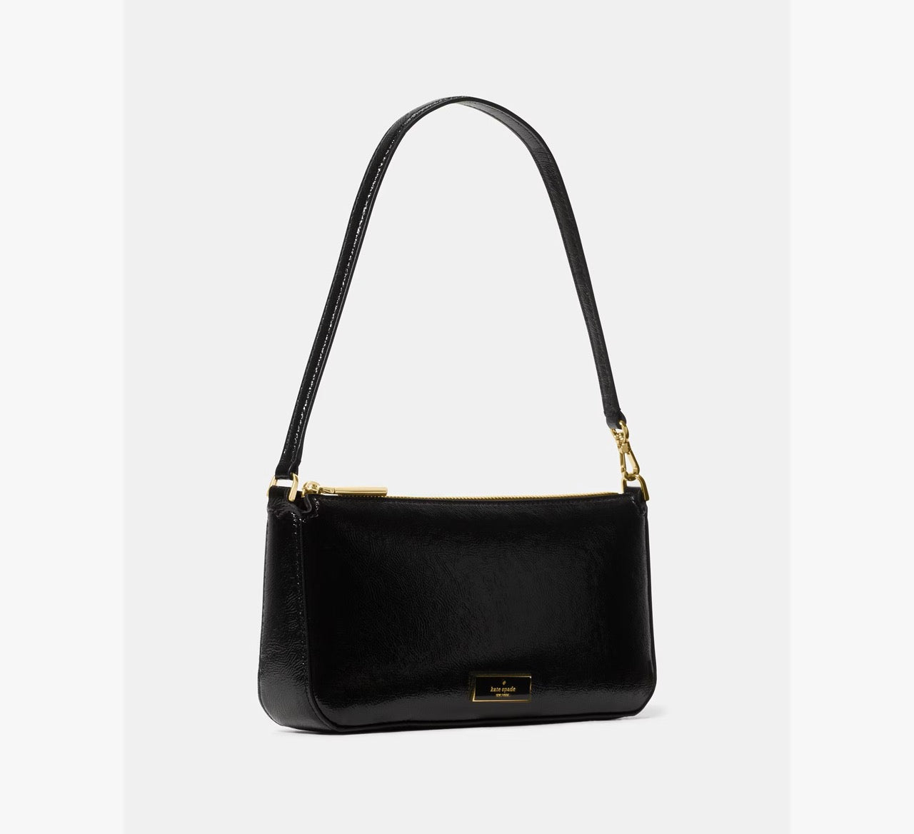 [READY STOCK MY] Kate Spade Bridget Crinkle Patent Convertible Wristlet in Black (KM554)