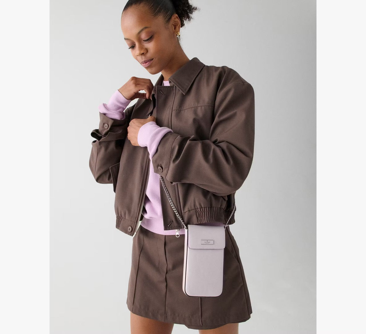 [READY STOCK MY] Kate Spade Bridget Crinkle Patent Phone Crossbody in Lilac Moonlight (KM561)