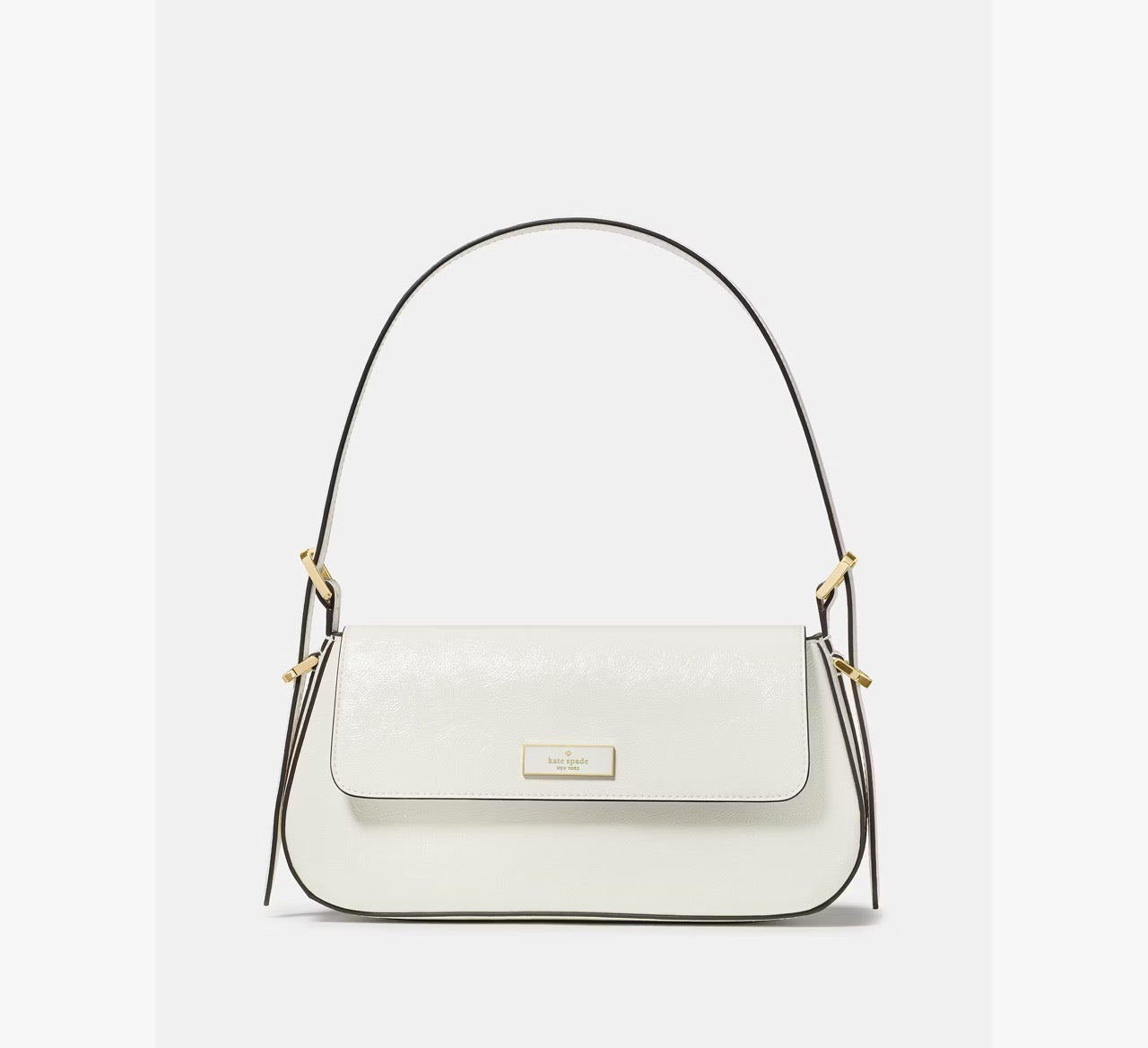 [READY STOCK MY] Kate Spade Bridget Crinkle Patent Small Flap Shoulder in Meringue (KM677)