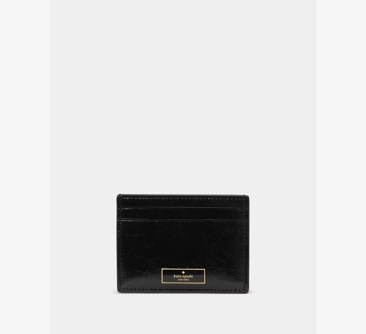 [WEB EXCLUSIVE][READY STOCK MY] Kate Spade Bridget Crinkle Patent Small Slim Card Holder in Black (KM552)