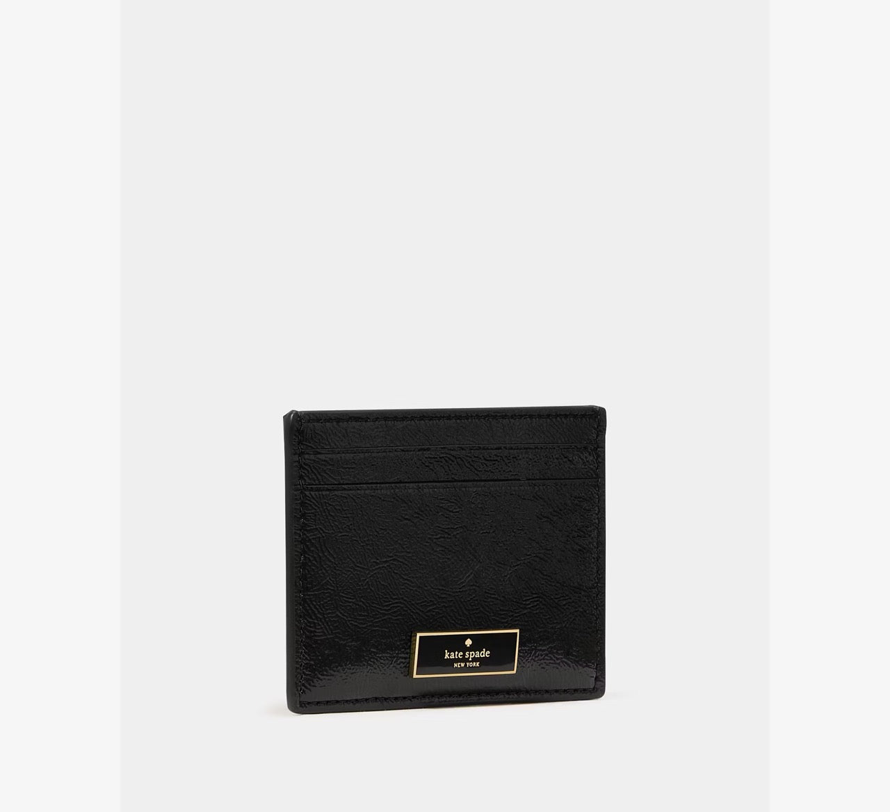 [WEB EXCLUSIVE][READY STOCK MY] Kate Spade Bridget Crinkle Patent Small Slim Card Holder in Black (KM552)