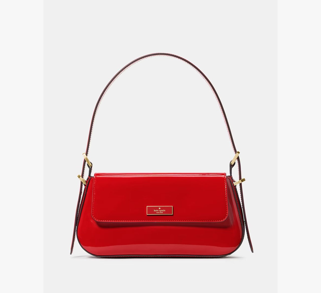 [READY STOCK MY] Kate Spade Bridget Patent Fabric Small Flap Shoulder in KS Bright Red (KN198)