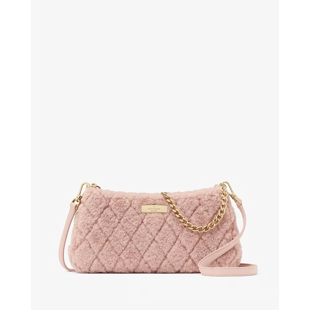 Kate Spade Carey Faux Fur Small Convertible Crossbody in Rose Smoke (KI844)